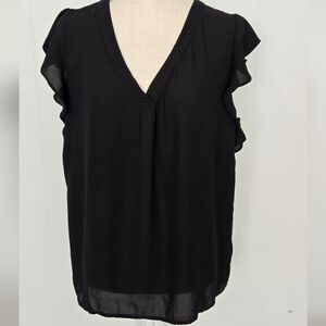 Philosophy Black Ruffle Sleeve Blouse
